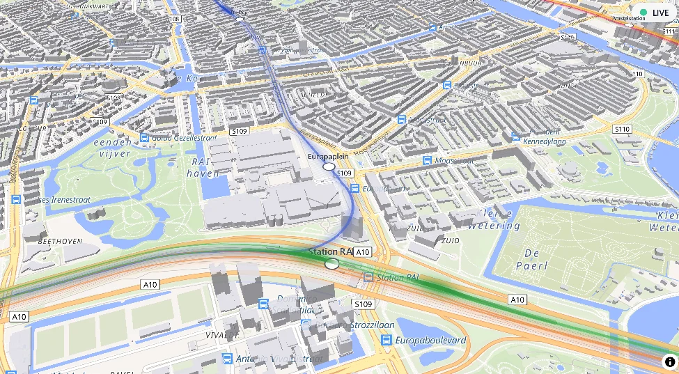 3D live Amsterdam metro map with real-time trains