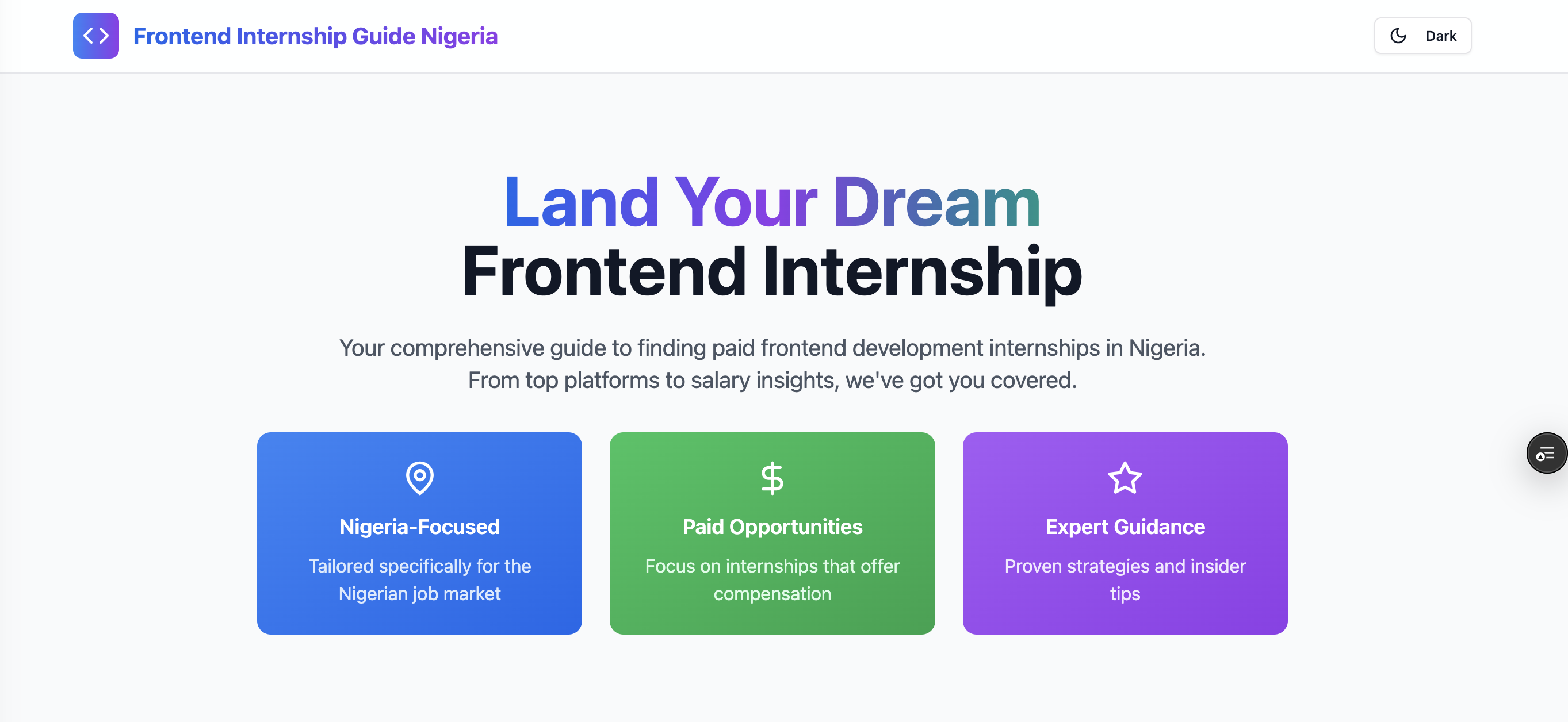 A job search interface for Nigerian frontend developers