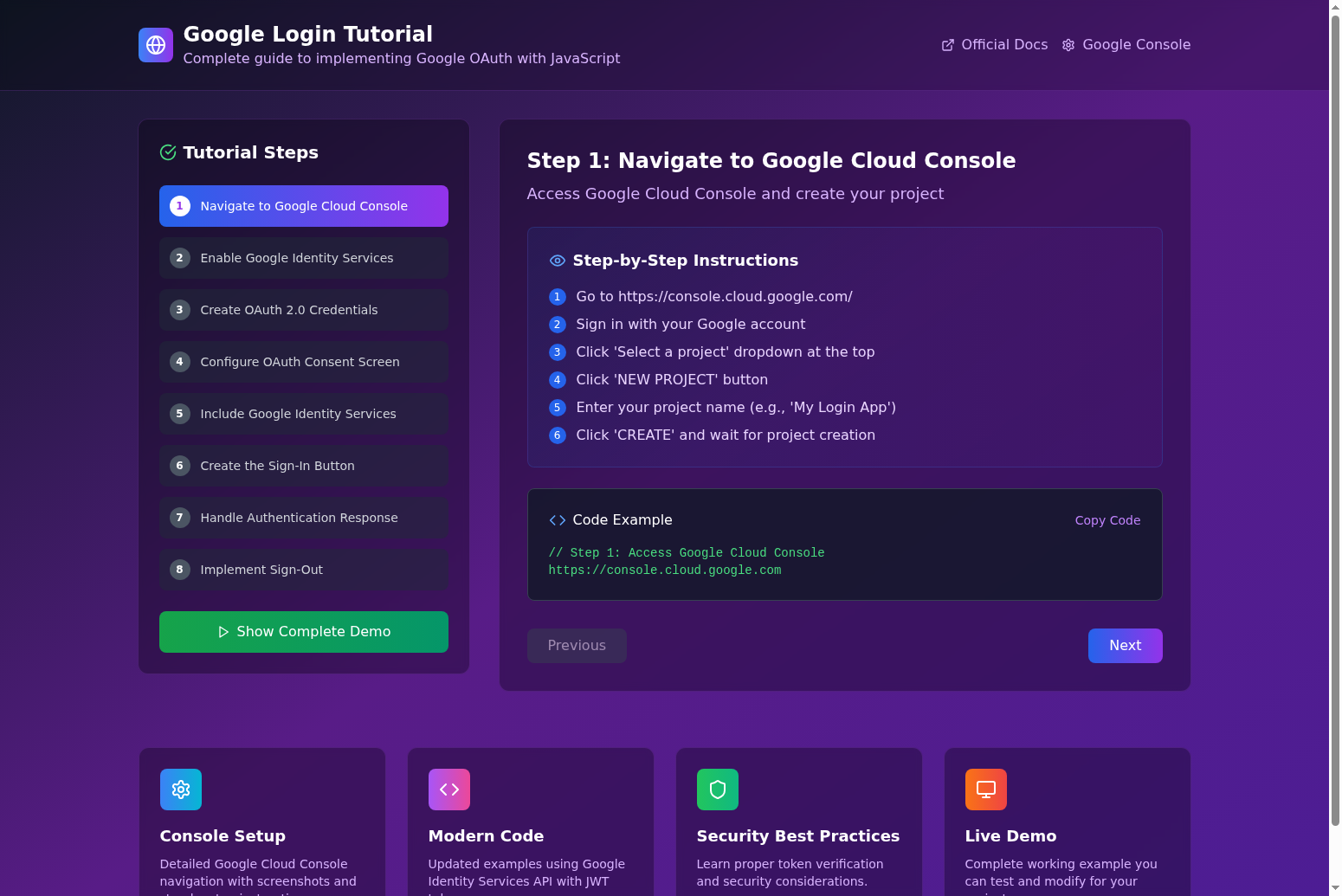 A Google Login EDU interface