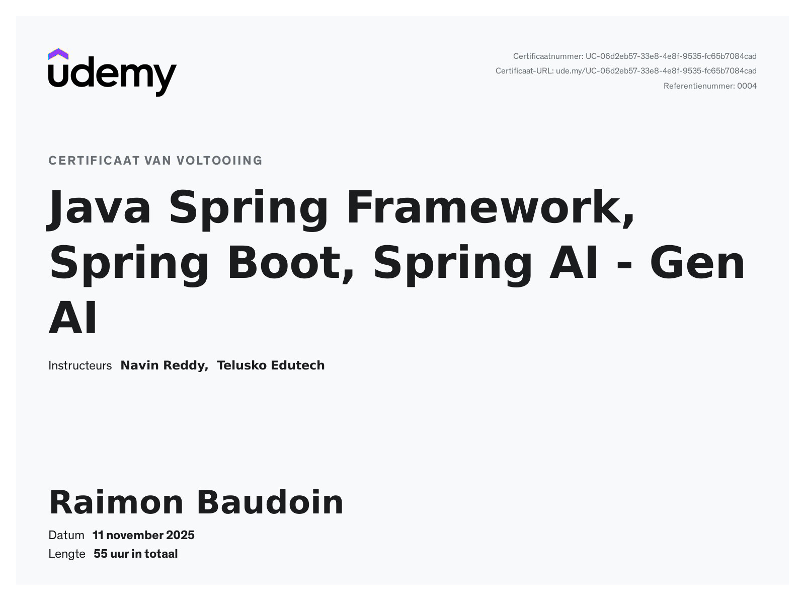Java Spring Framework, Spring Boot certificate