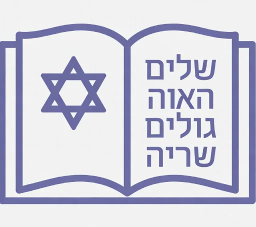 An open Jewish bible with a Star of David and Hebrew text