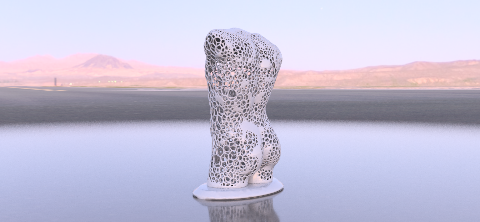 Beautiful male torso with voronoi pattern