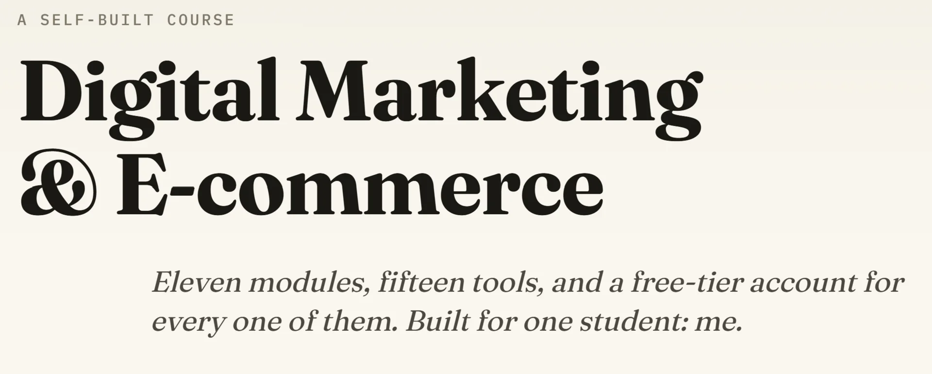 Digital Marketing & E-commerce course interface