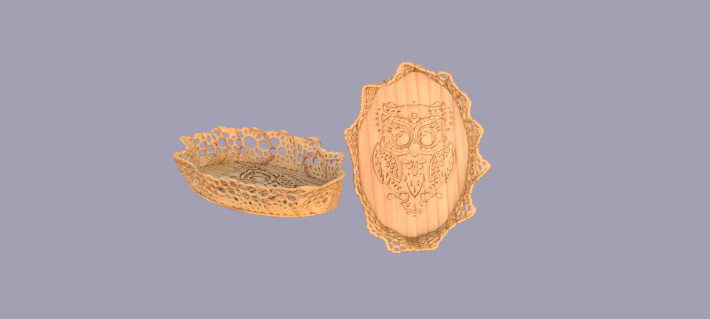 Bowl with at the bottom an owl pattern