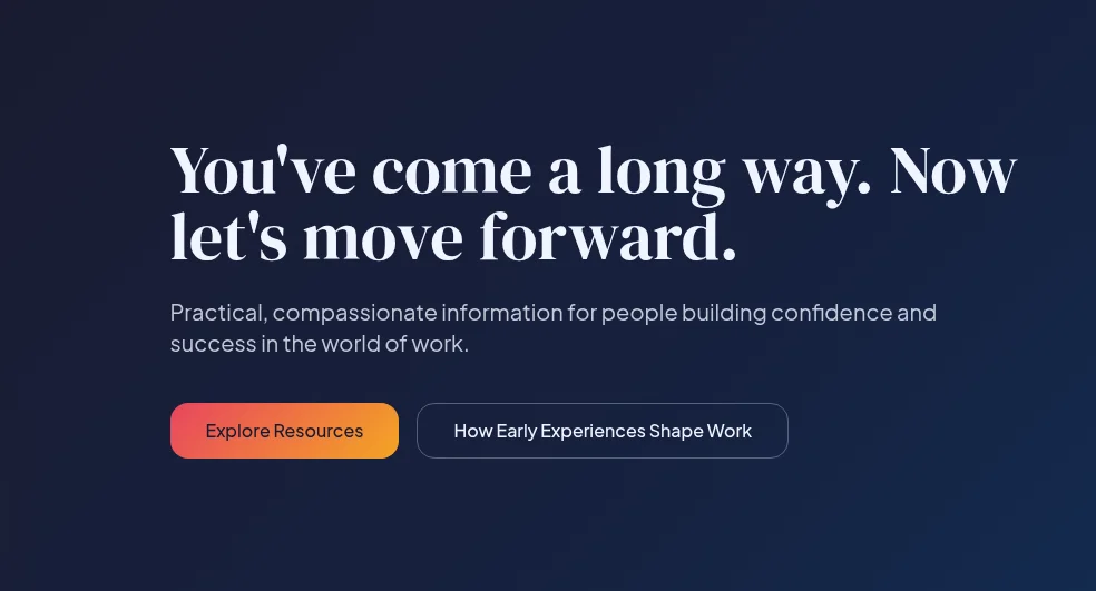 Rootwork hero section with the tagline You've come a long way. Now let's move forward.