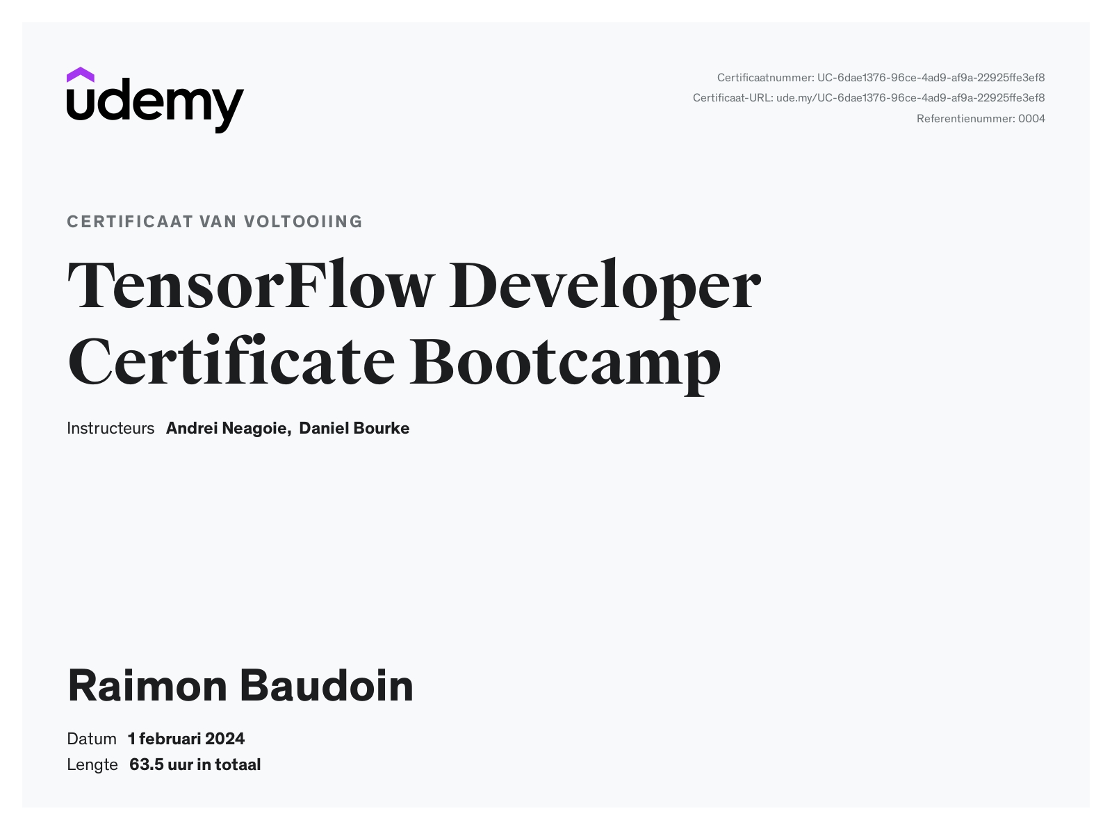 My TensorFlow certificate